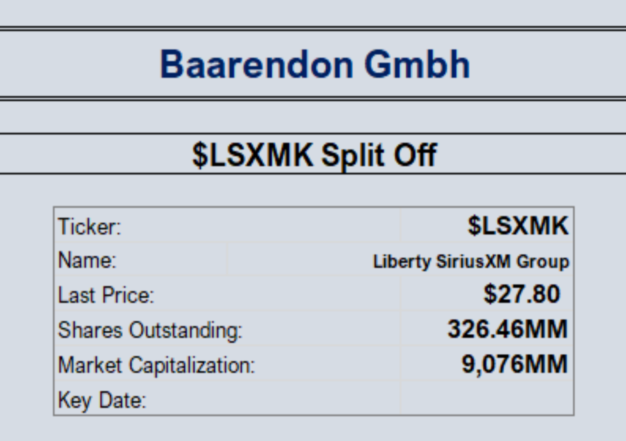 $LSXMK Split Off